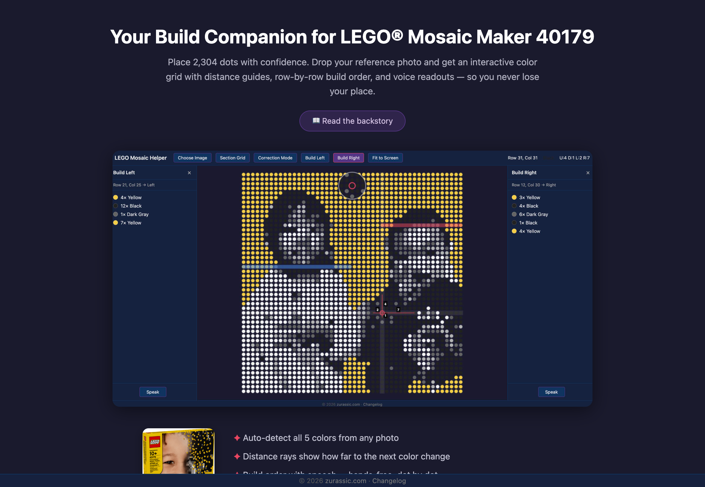 Lego Mosaic Helper distance overlay tool