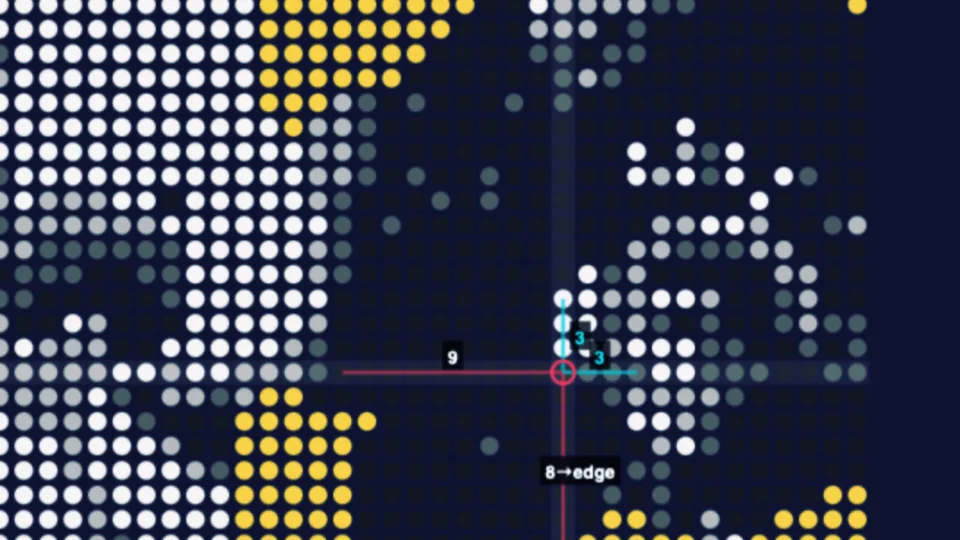 Lego Mosaic Helper web app showing an image import screen and a grid overlay with distance labels